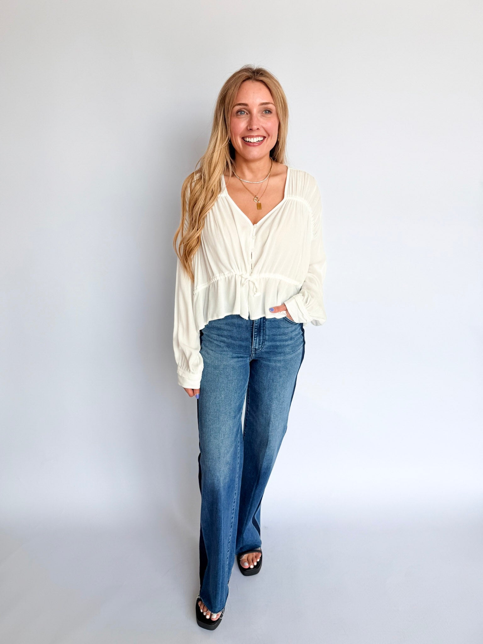 Ivy High Rise Wide Leg Tuxedo Jeans