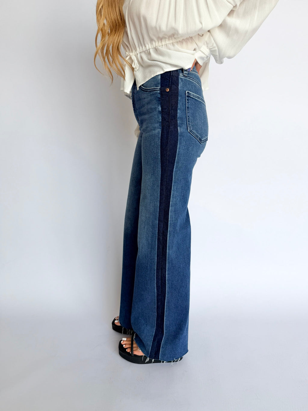 Ivy High Rise Wide Leg Tuxedo Jeans