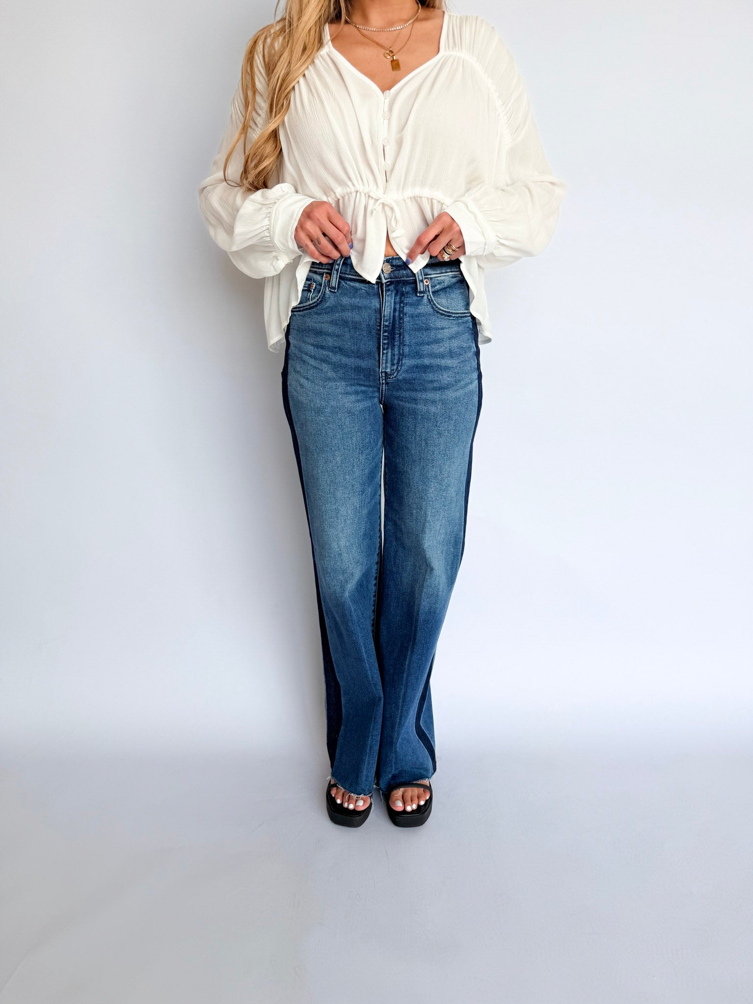 Ivy High Rise Wide Leg Tuxedo Jeans