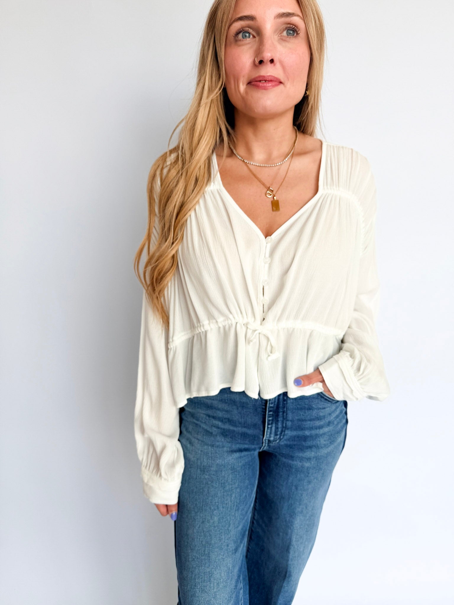 Eleanor Textured Peplum Blouse