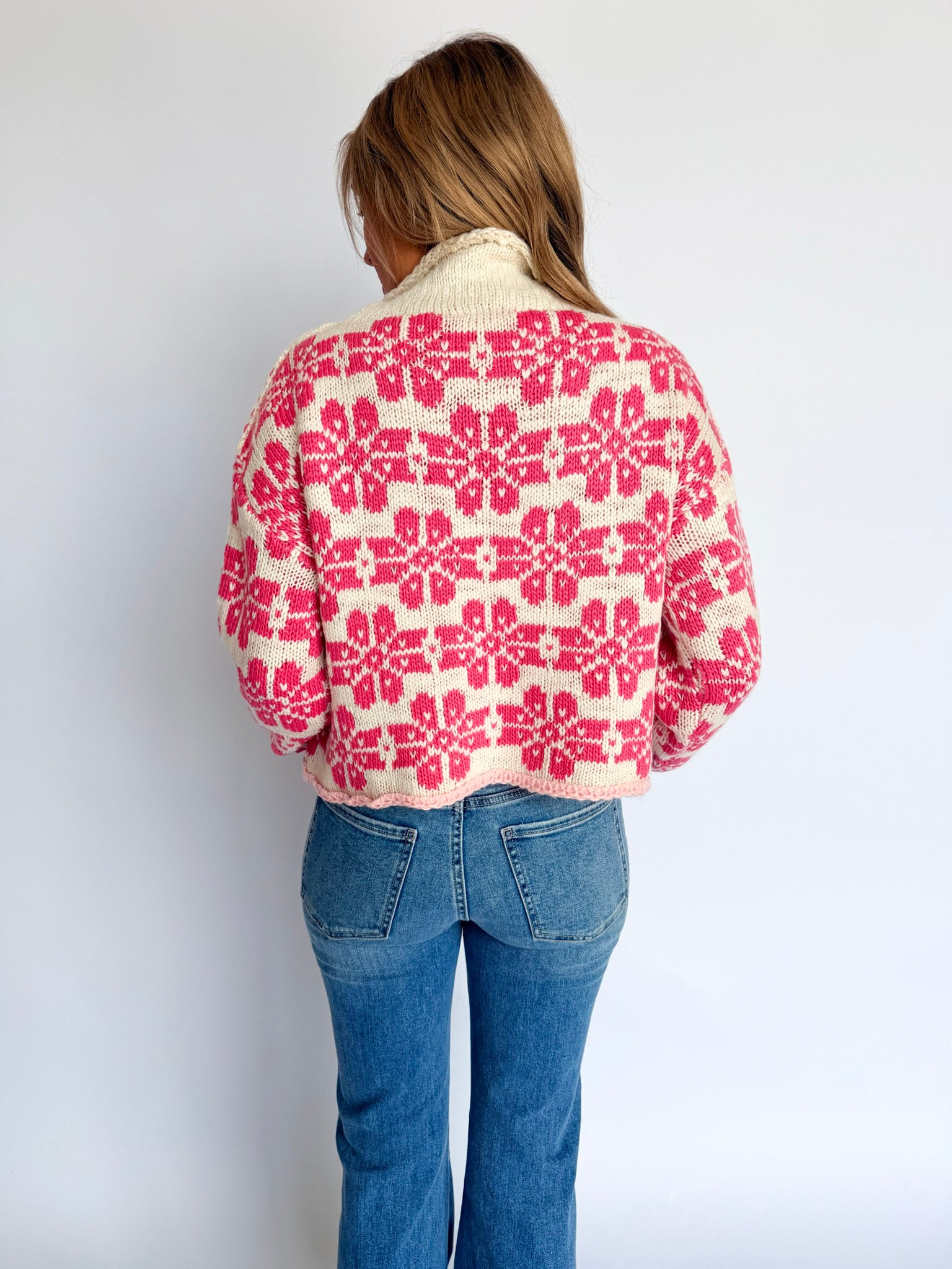 Evelyn Floral Fair Isle Mock Neck Sweater