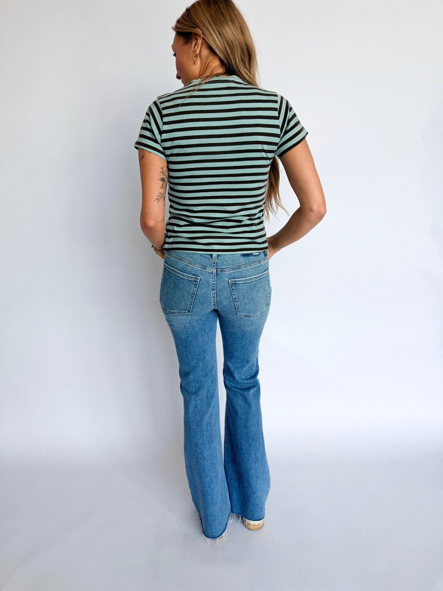 Emma Stripe Vintage Tee in Cloud Blue