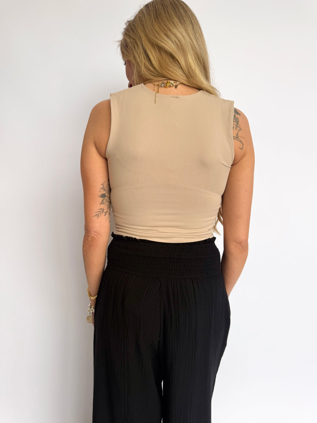 Hattie Double Layered Seamless Top in Light Taupe