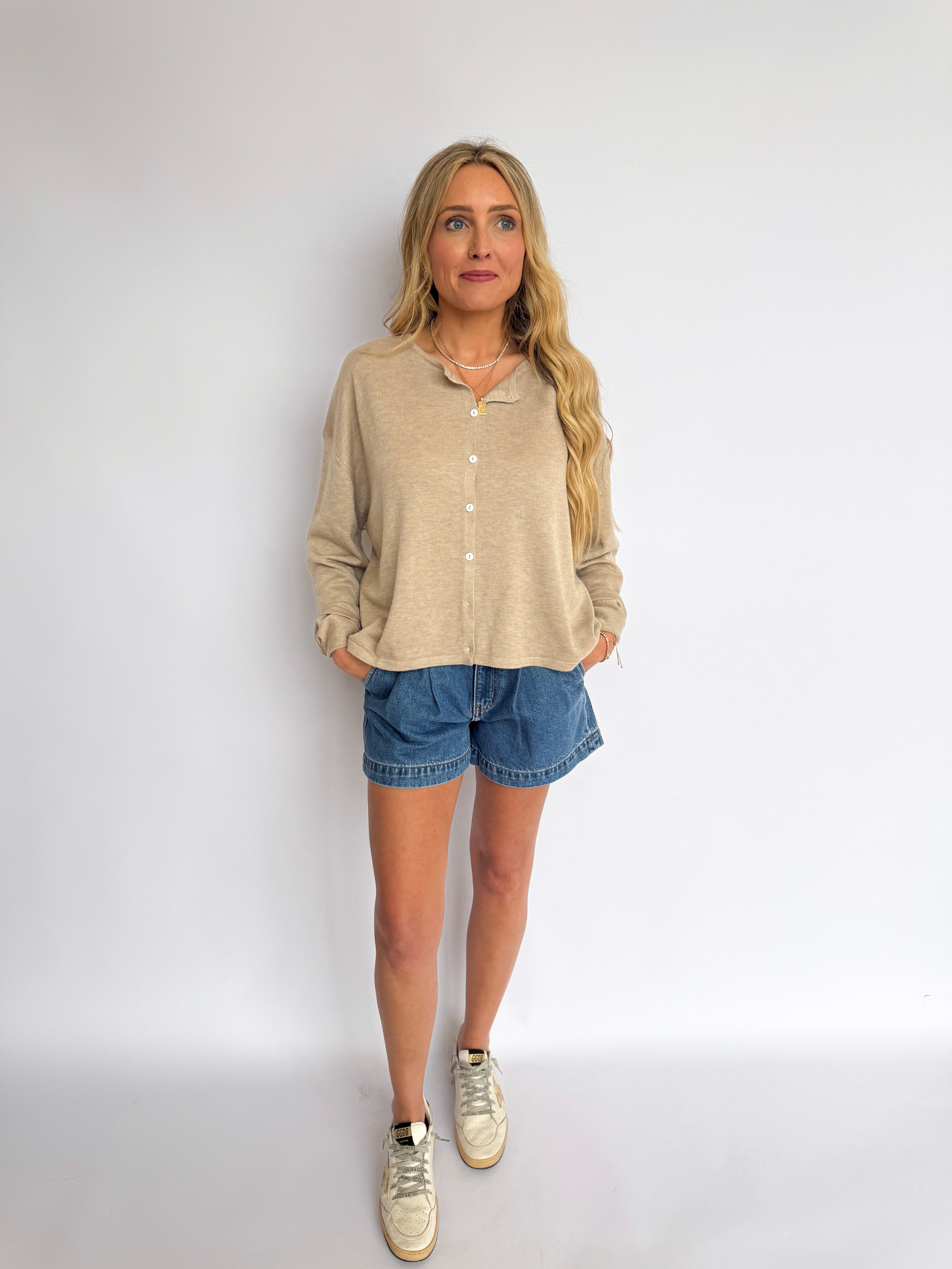 Greer Lightweight Cardigan in Oatmeal