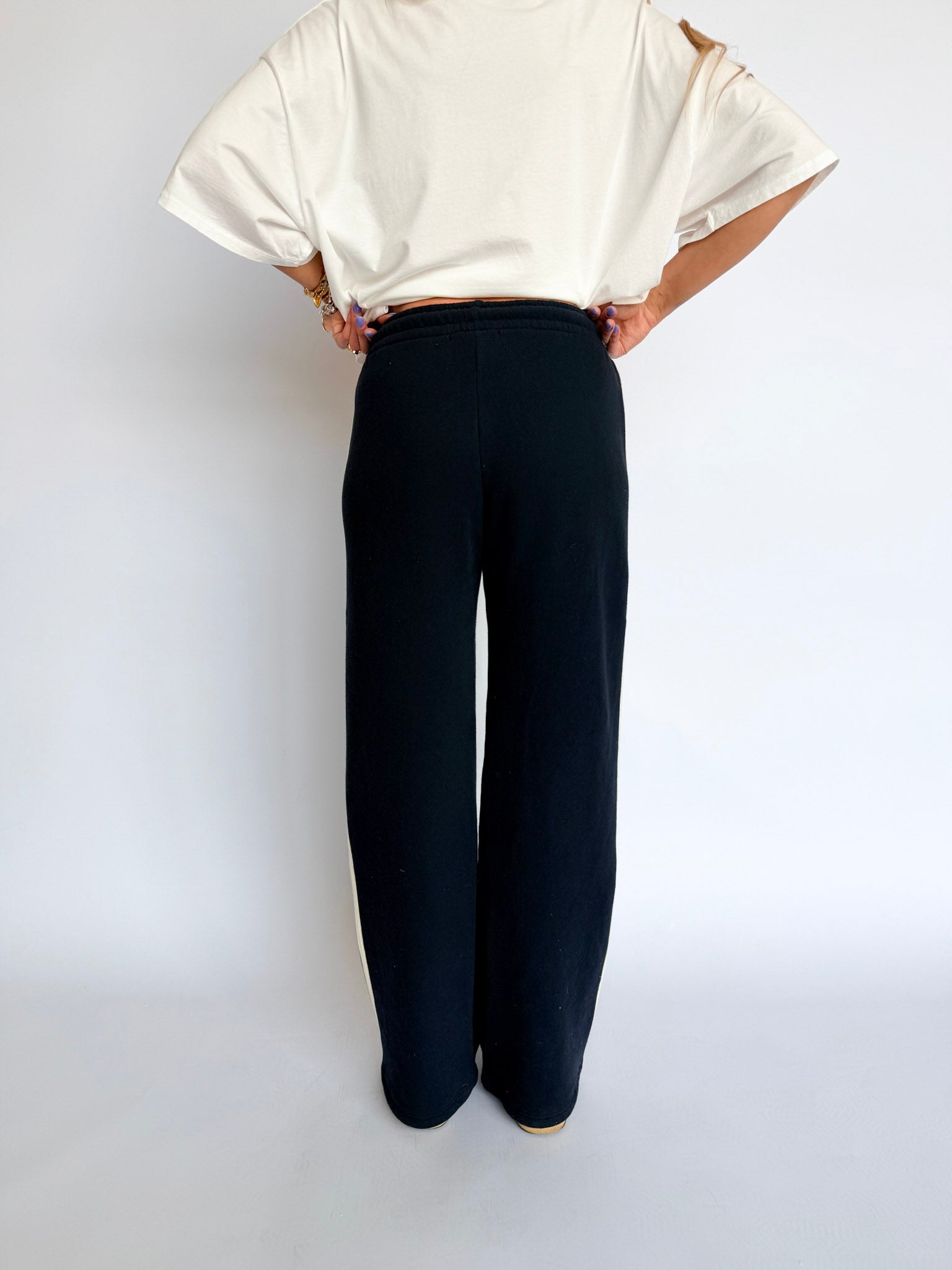 Charlotte Solid Track Pants in Black Onyx