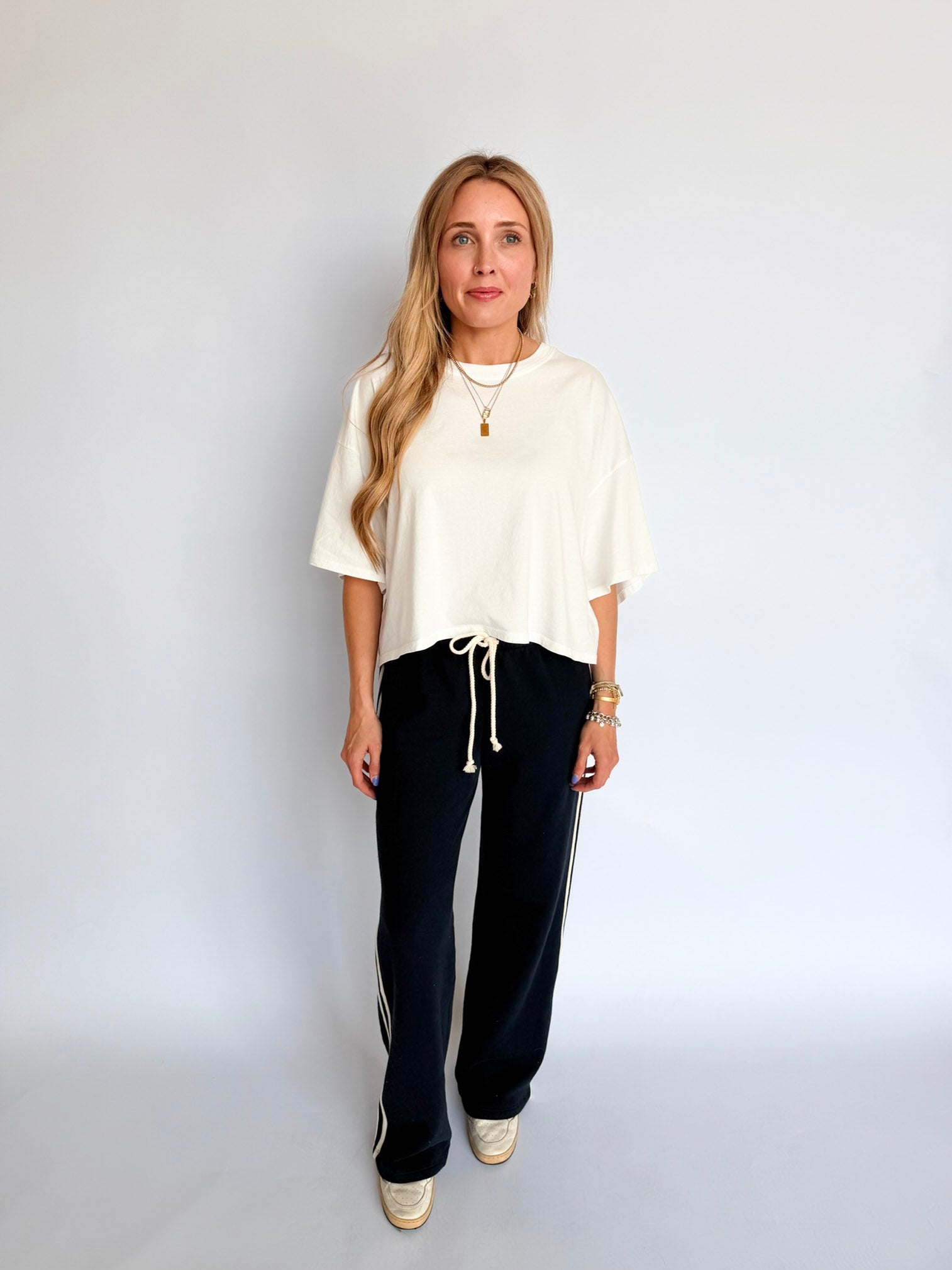 Charlotte Solid Track Pants in Black Onyx
