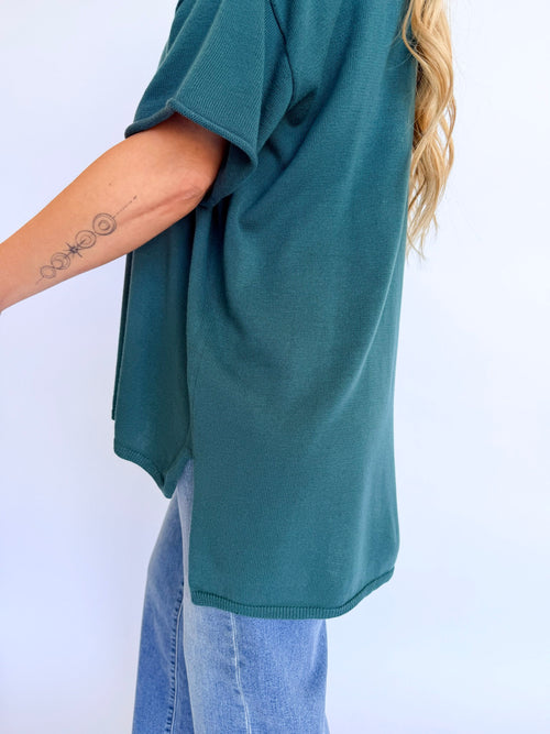 Braedyn Oversized Pocket Tee in Dark Teal