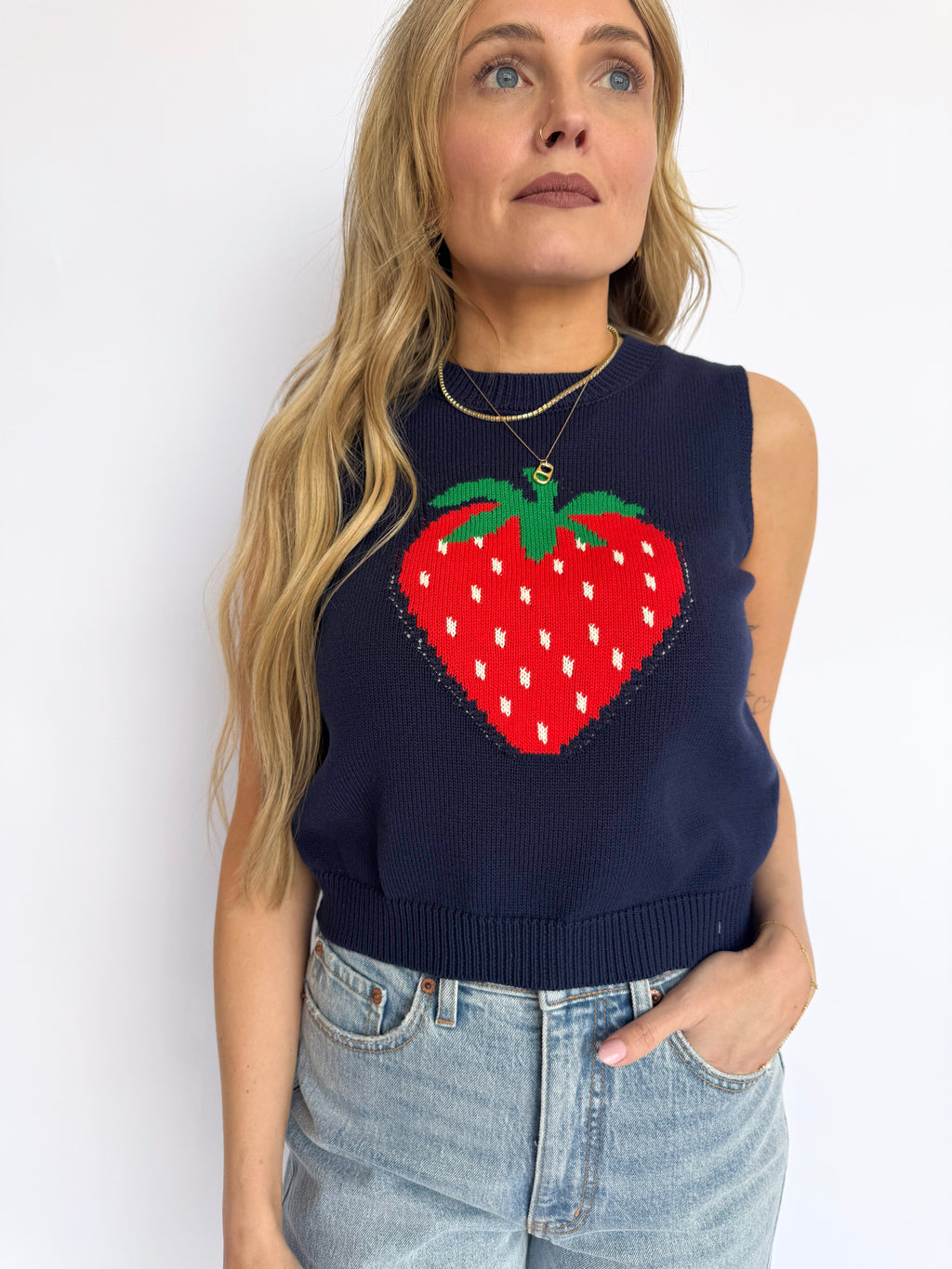 Avani Strawberry Sleeveless Knit Top