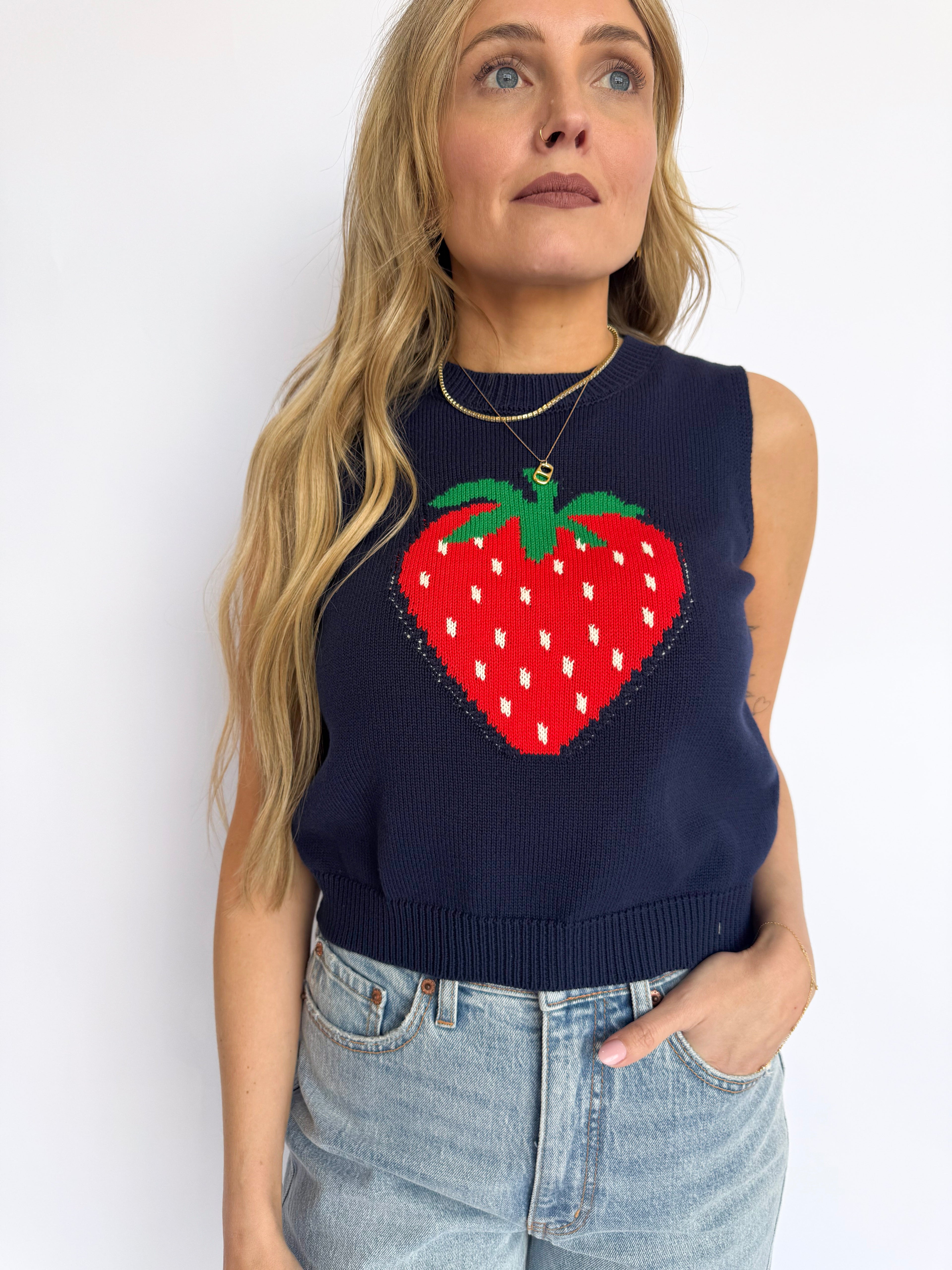 Avani Strawberry Sleeveless Knit Top