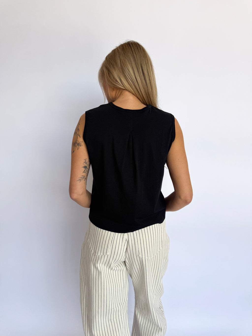 Nave Sleeveless Top with Back Pleats in Black