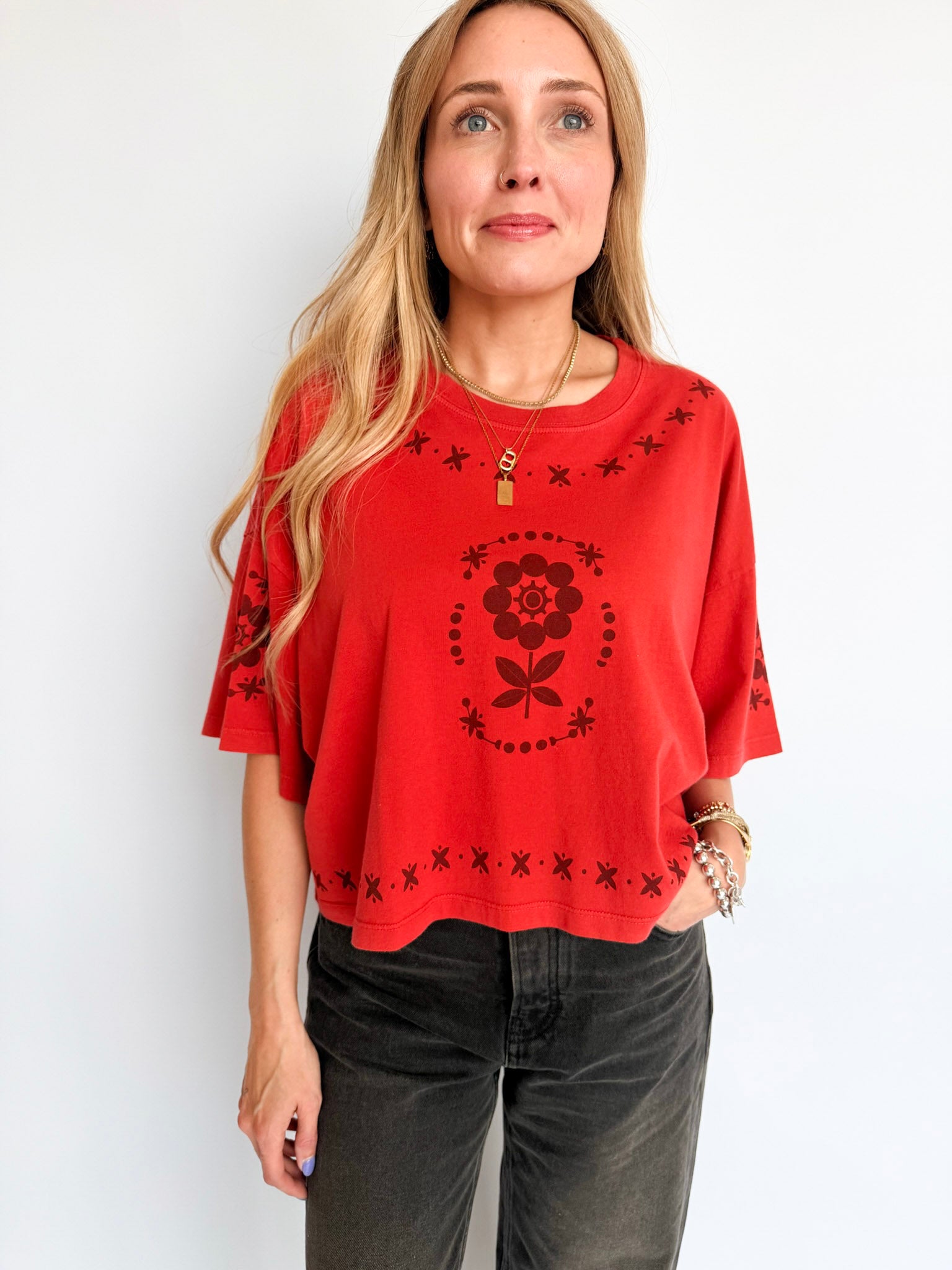 Sophia Vintage Floral Cropped Tee
