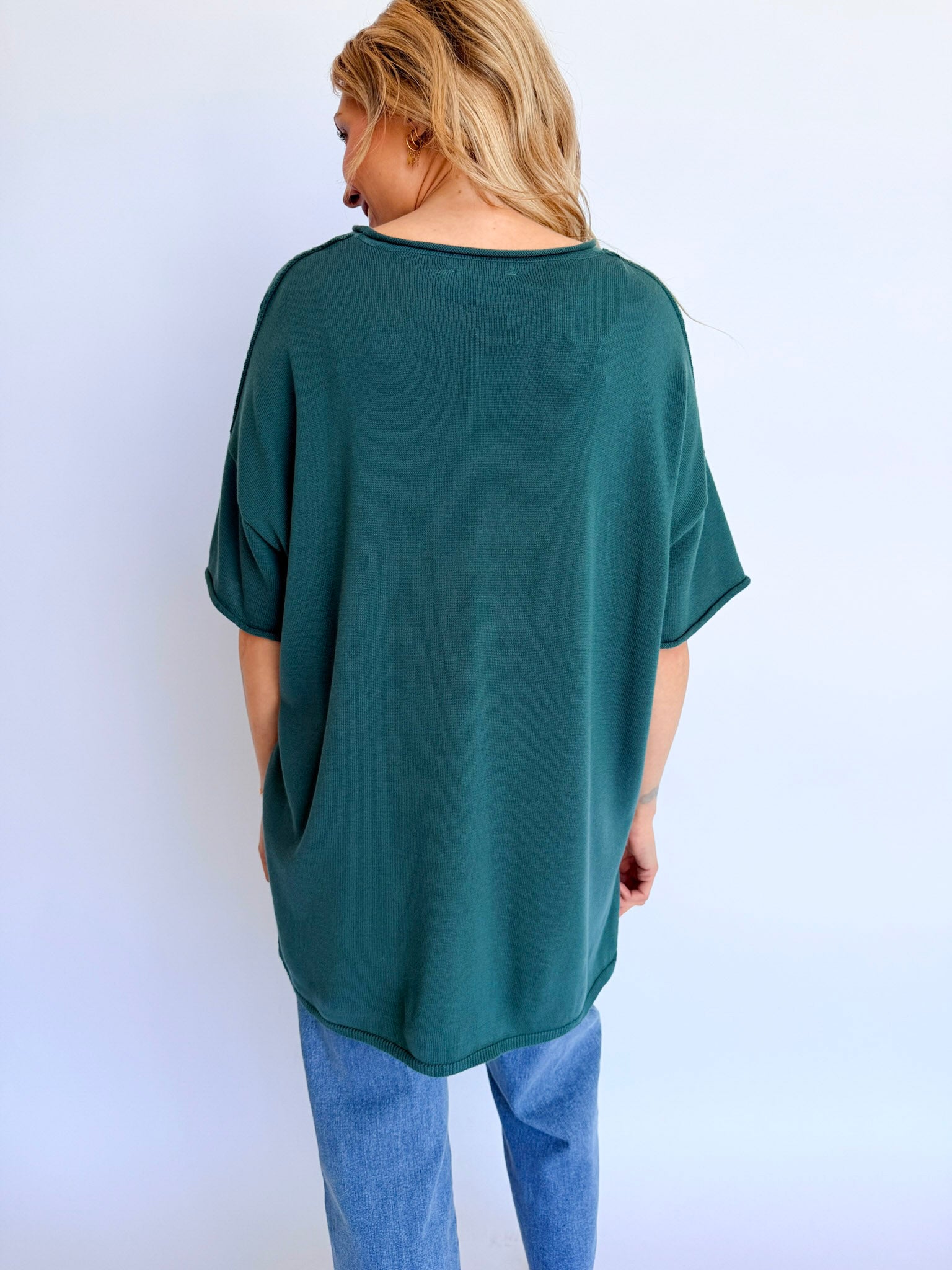 Braedyn Oversized Pocket Tee in Dark Teal
