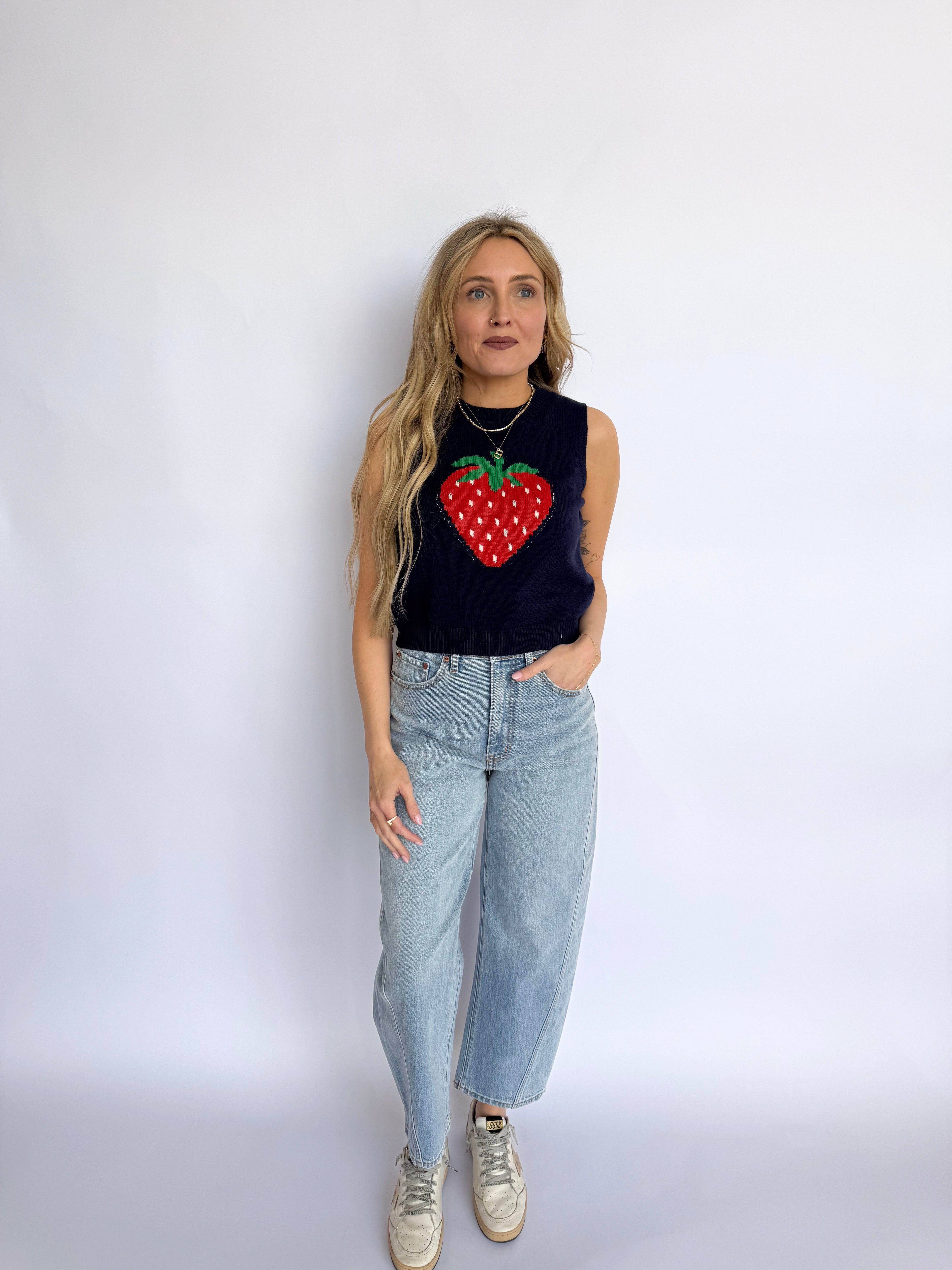 Avani Strawberry Sleeveless Knit Top
