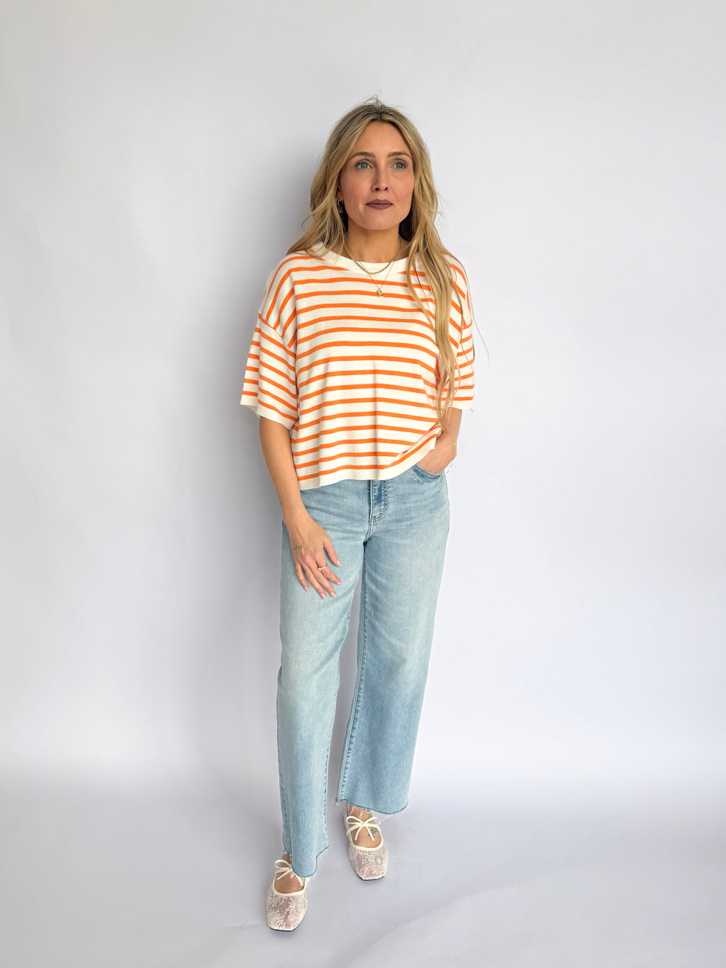 Moxie Striped Top in Orange