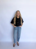 Isabeau Cropped Denim Top in Black