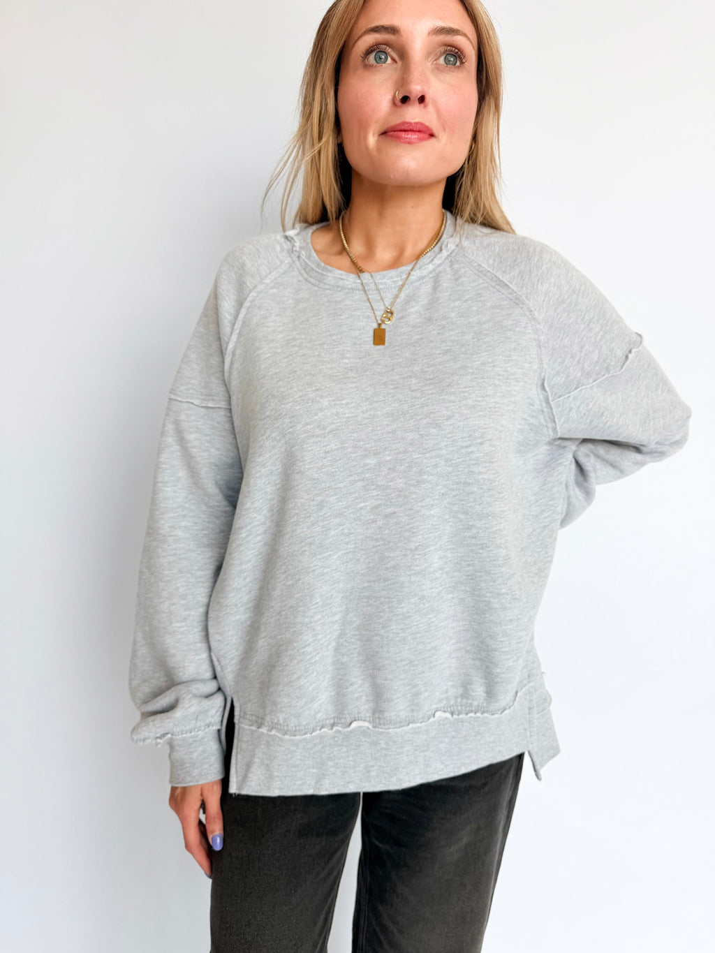 Lillian Acid Wash Raw Edge Sweatshirt