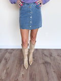Poet Buttoned Scallop Denim Skirt