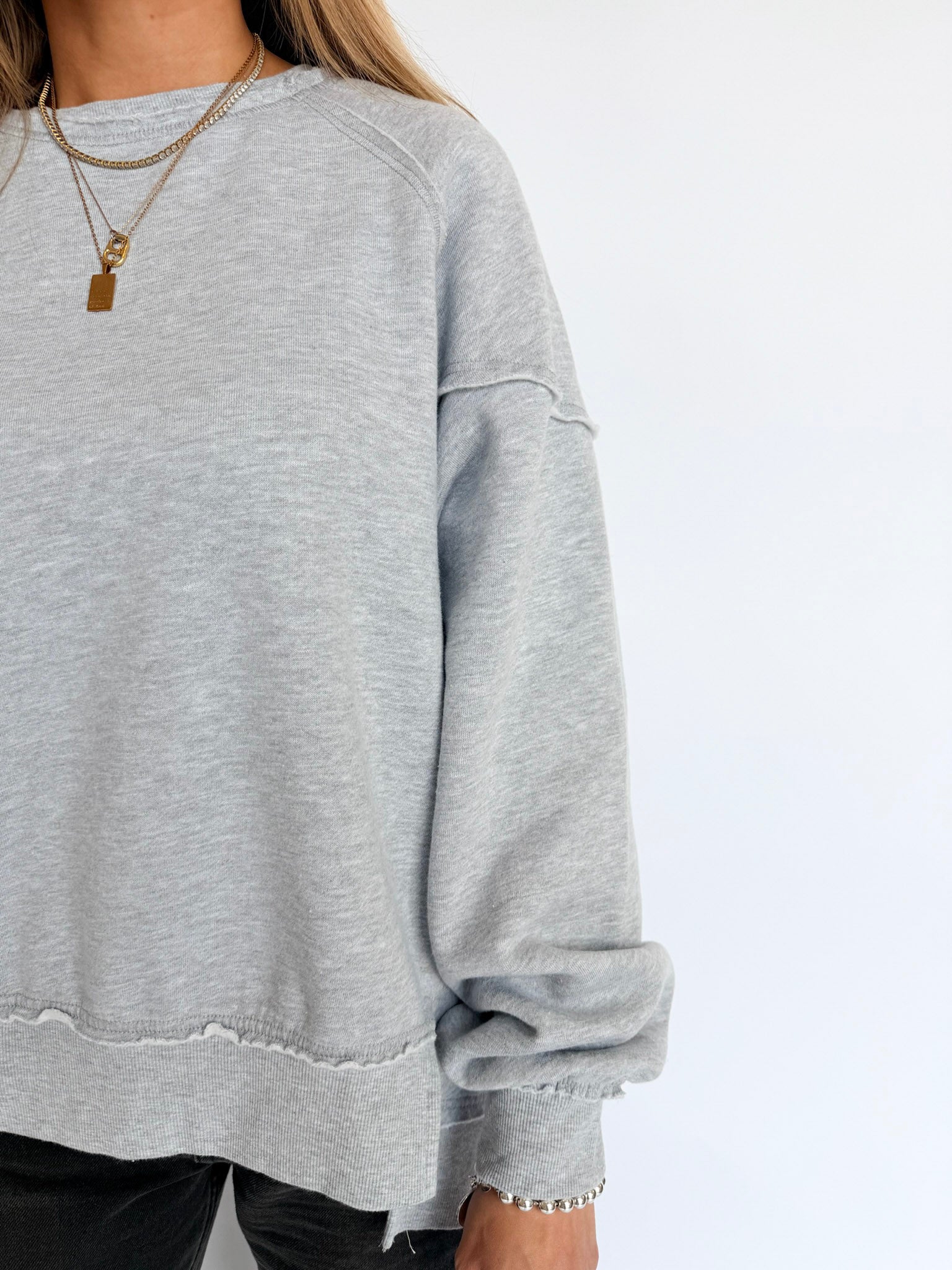 Lillian Acid Wash Raw Edge Sweatshirt