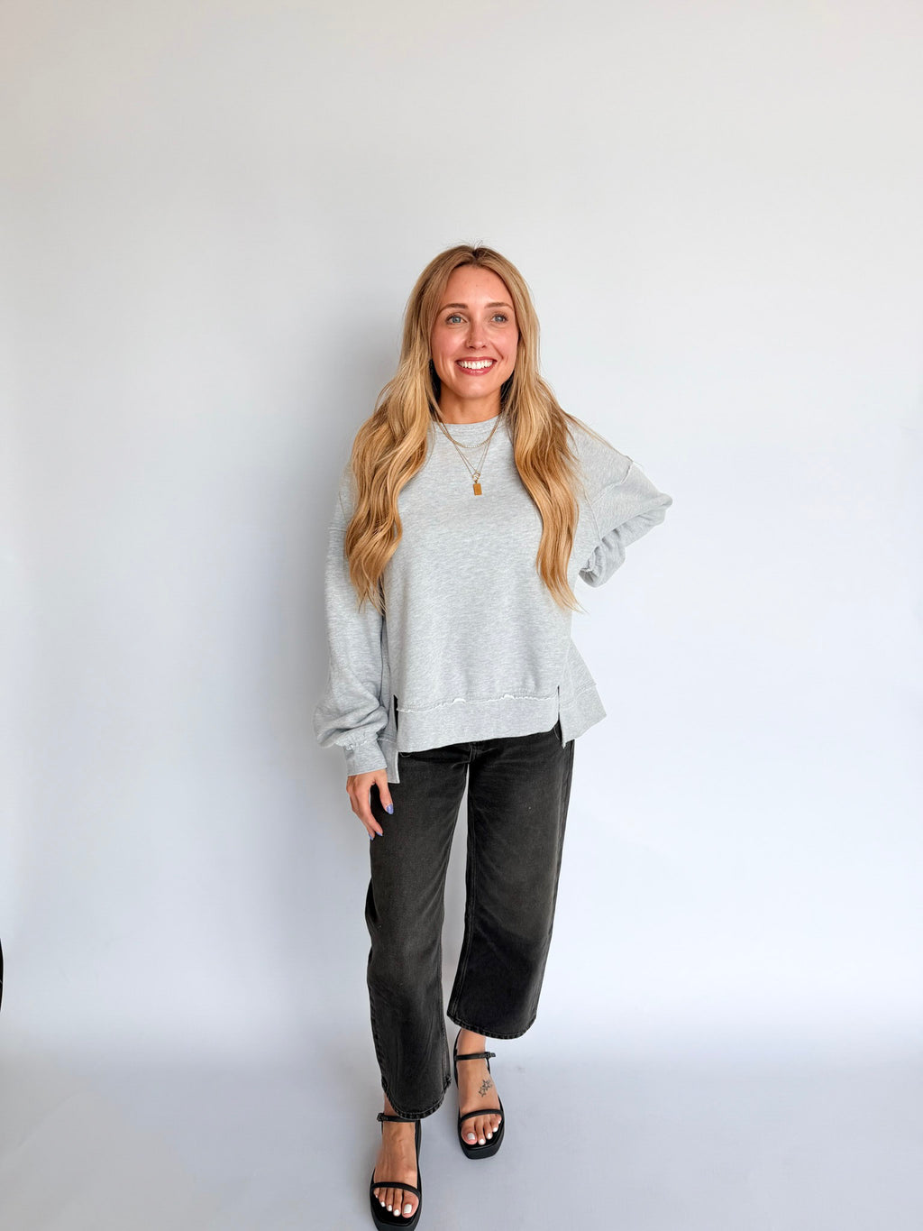 Lillian Acid Wash Raw Edge Sweatshirt