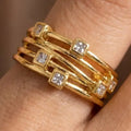 Noelia Square CZ Station Ring in Gold