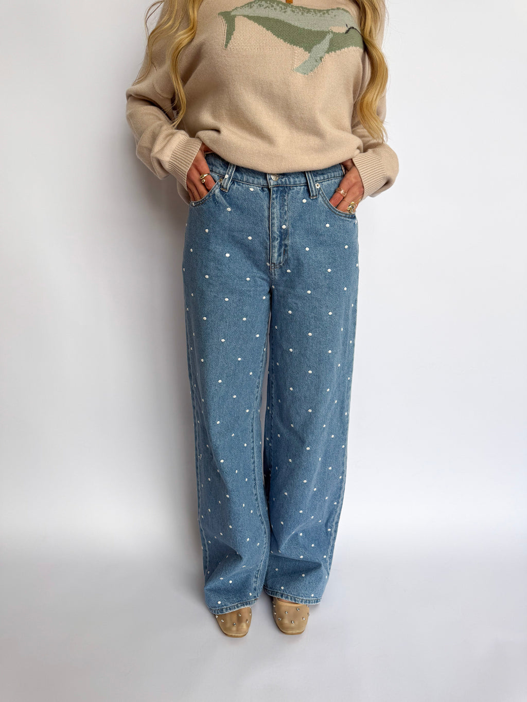 Angela Mid Rise Wide Leg Jeans