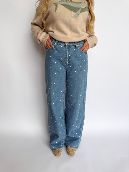 Angela Mid Rise Wide Leg Jeans