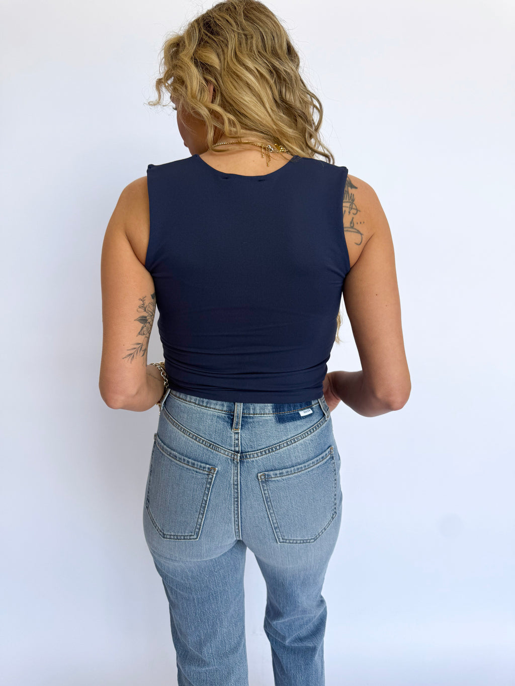 Hattie Double Layered Seamless Top in Prussian Blue
