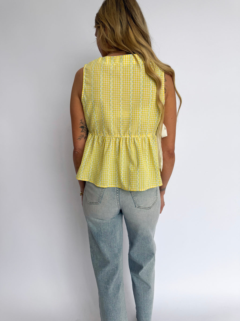 Dorinda Peplum Top in Yellow