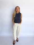 Lucinda Smocked Sleeveless Top in Navy