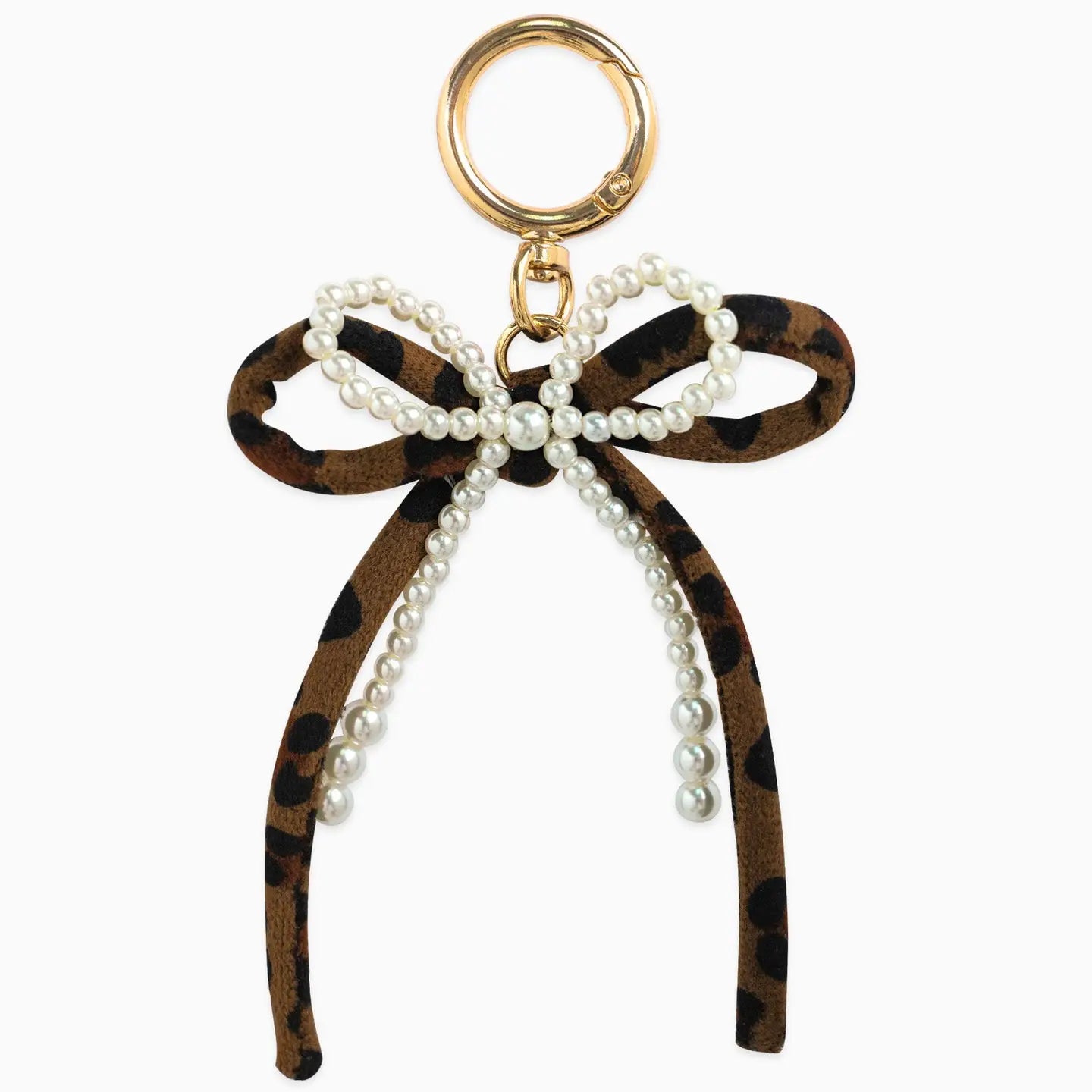 Mila Leopard Pearl Bow Bag Charm
