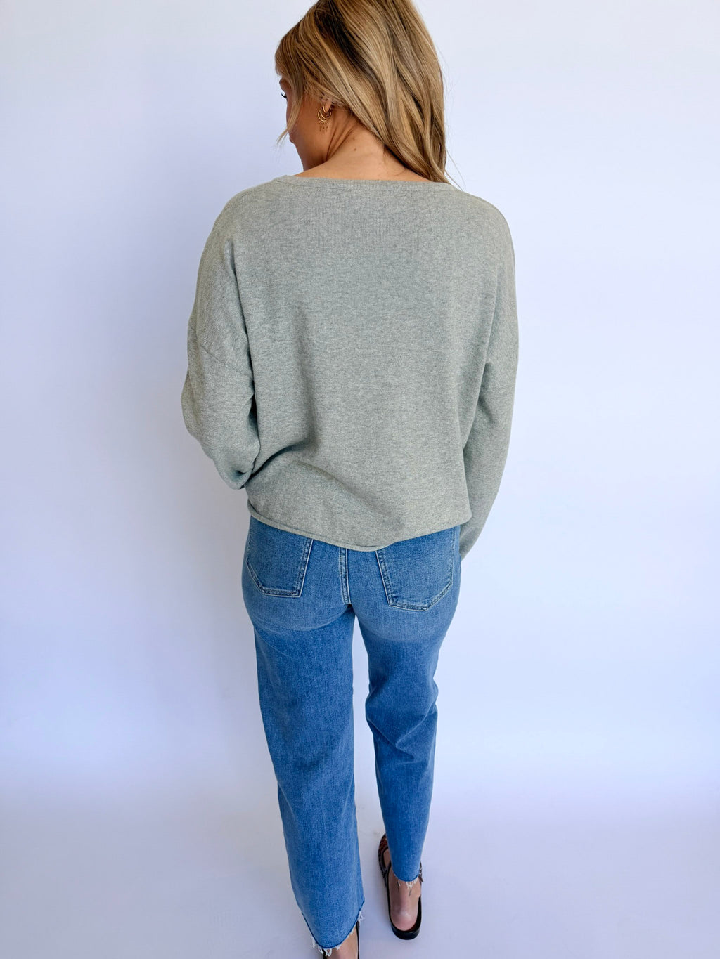 Elliot Rolled Hem Sweater in Grey