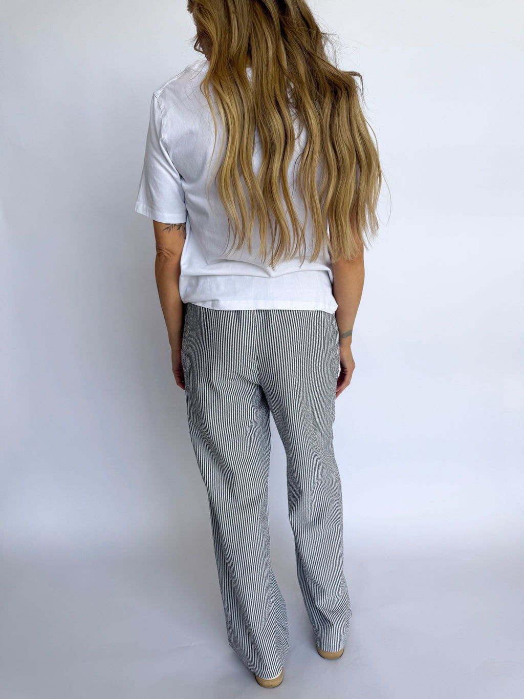 Maelynn Striped Wide Leg Pants in Black