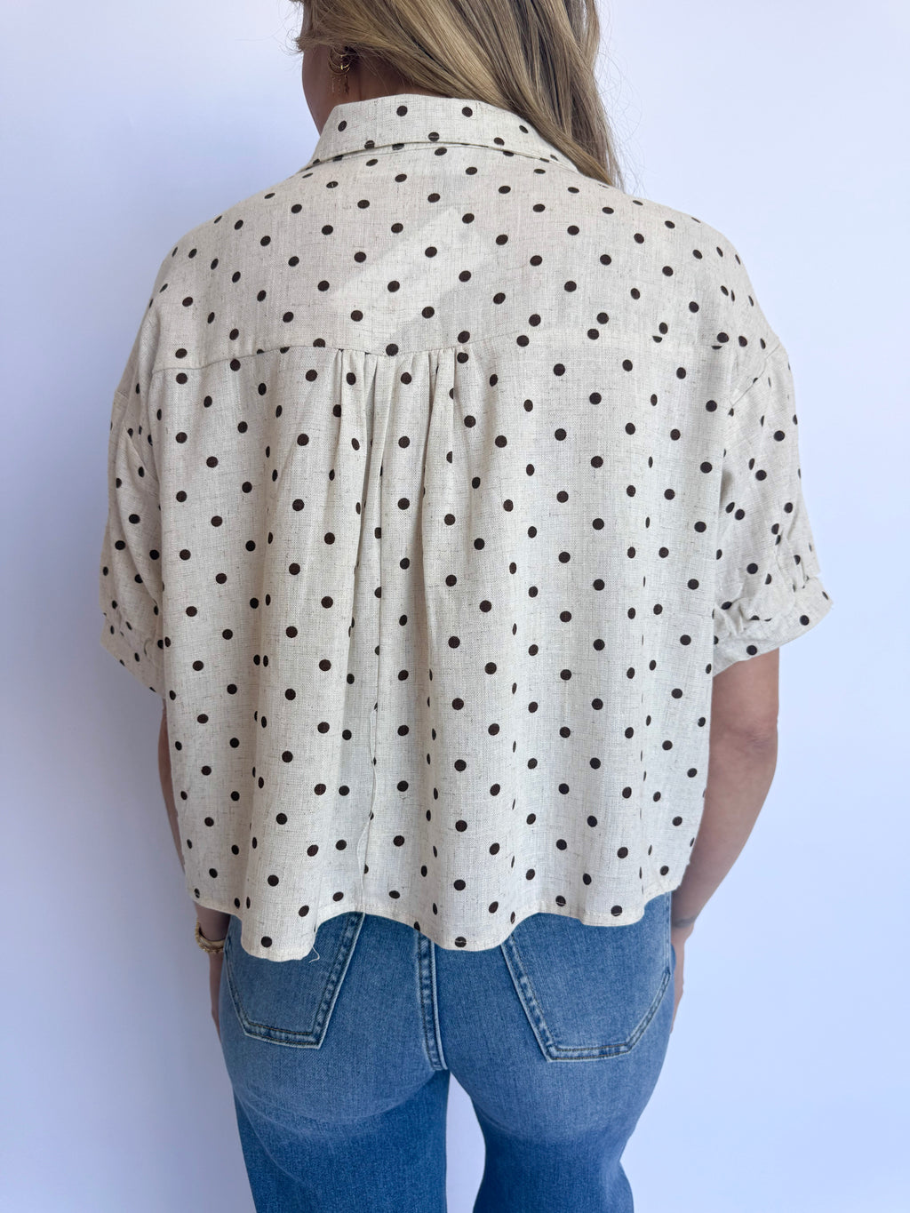 Kyla Polka Dot Button Up Top