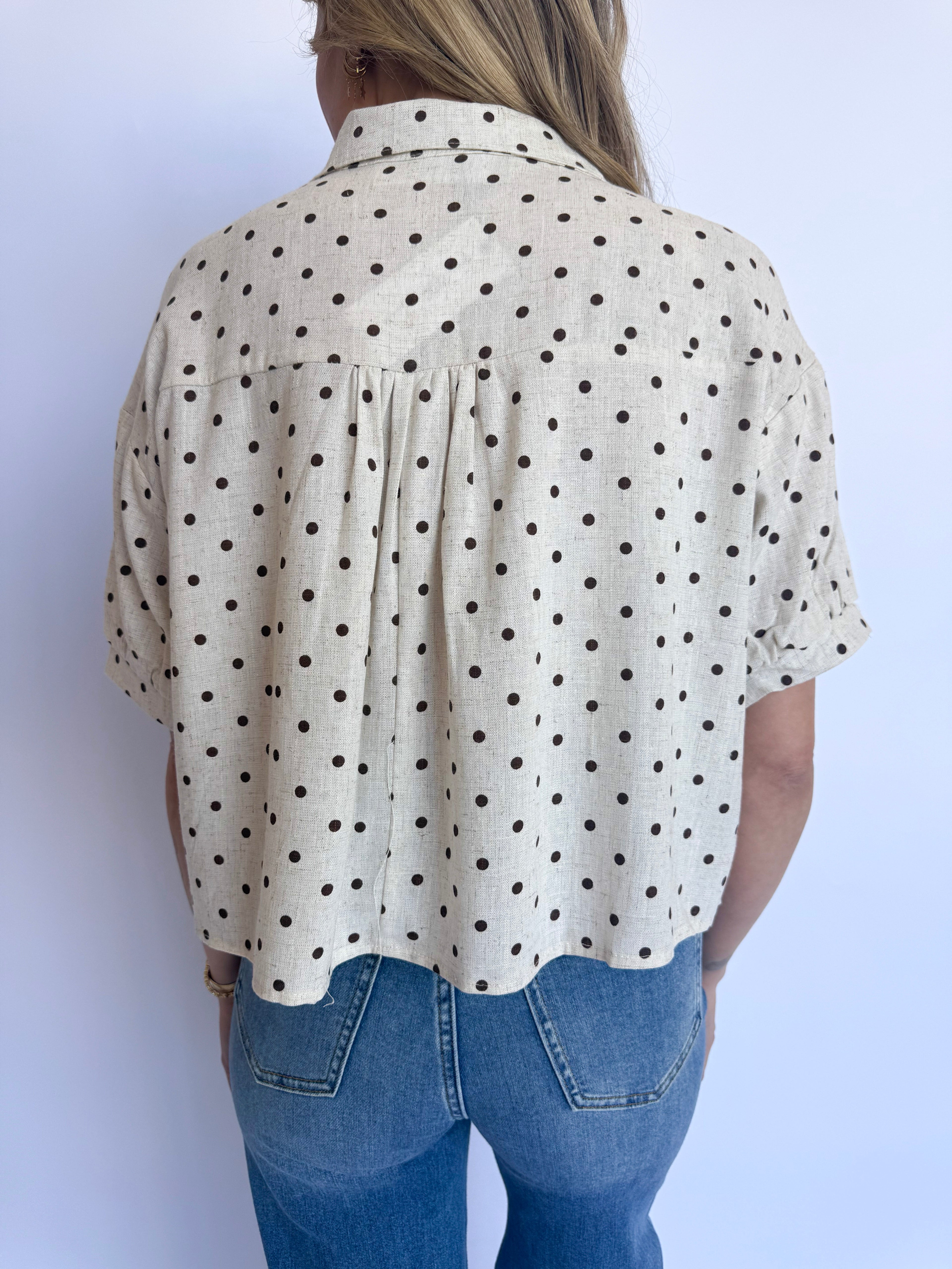 Kyla Polka Dot Button Up Top
