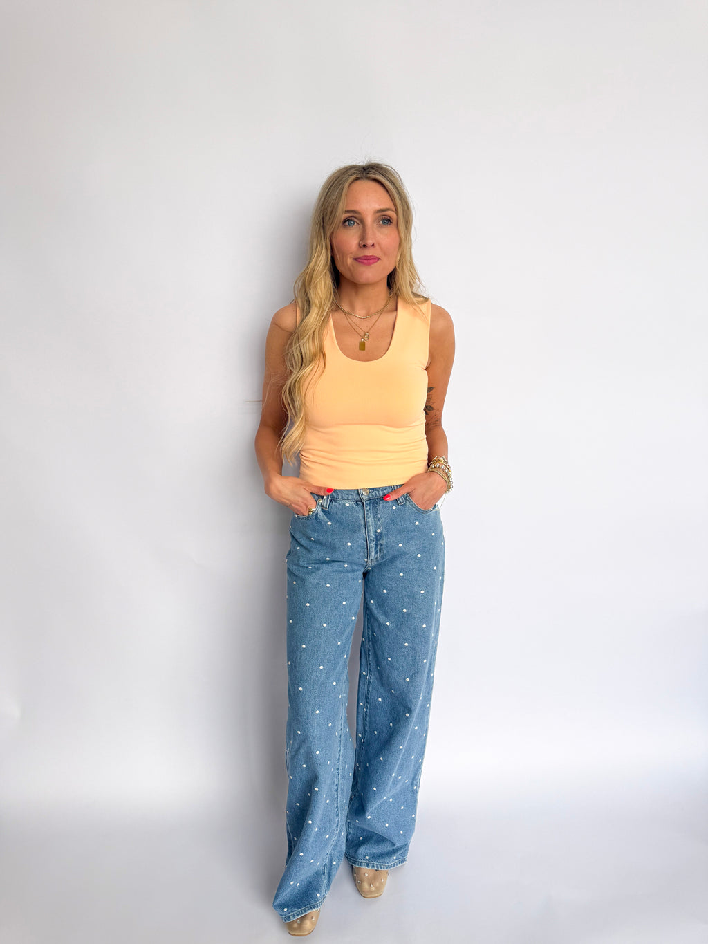 Angela Mid Rise Wide Leg Jeans
