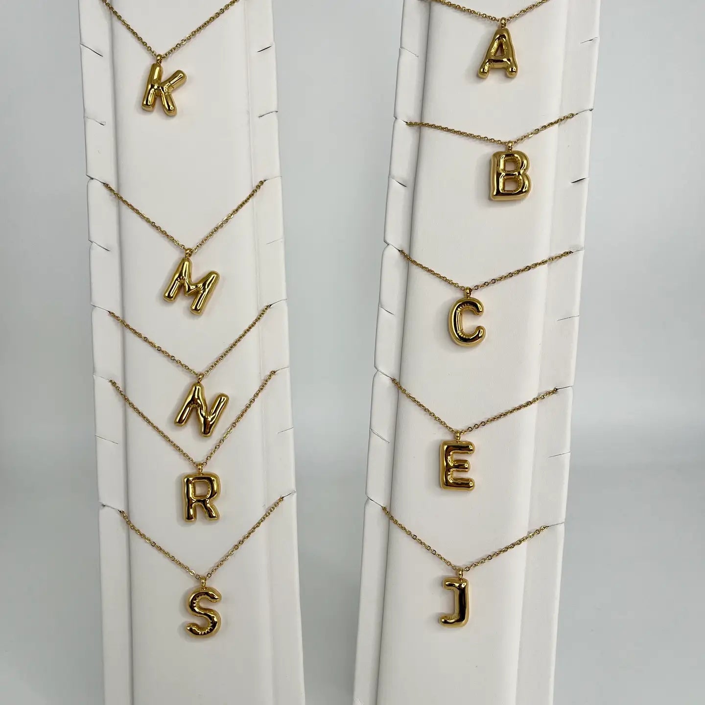Sahira Bubble Initial Necklace in Gold
