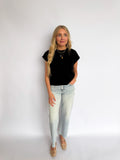 Elsin Cuffed Sleeve Top in Black
