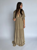 Zarella Flutter Sleeve Maxi Dress in Taupe