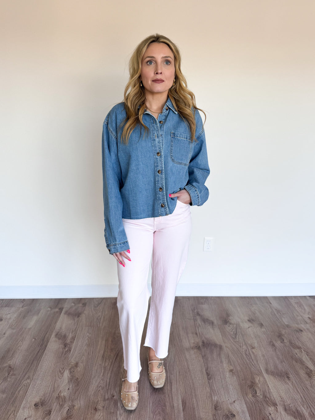 Lisette High Rise Wide Ankle Jeans in Soft Pink