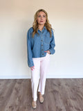 Lisette High Rise Wide Ankle Jeans in Soft Pink