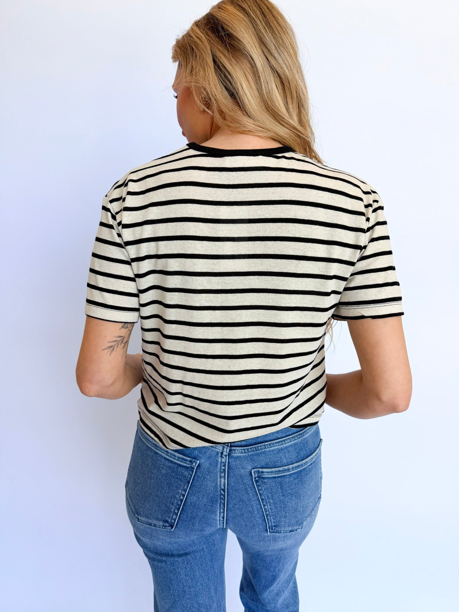 Xanthe Striped Ringer Tee in Black