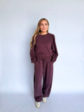 Penelope Puff Sleeve Crew Neck Sweatshirt in Cocoa