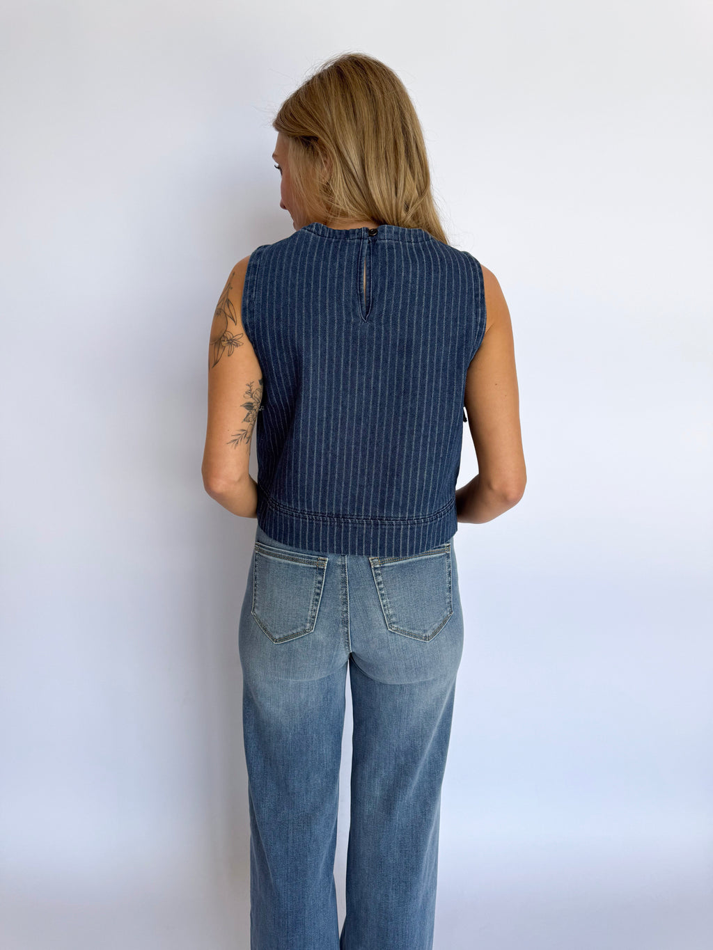 Monelle Pinstripe Denim Top