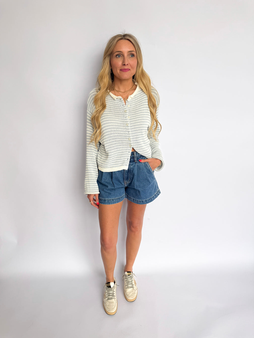 Daniela Dark Denim Pleated Short