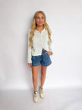 Daniela Dark Denim Pleated Short