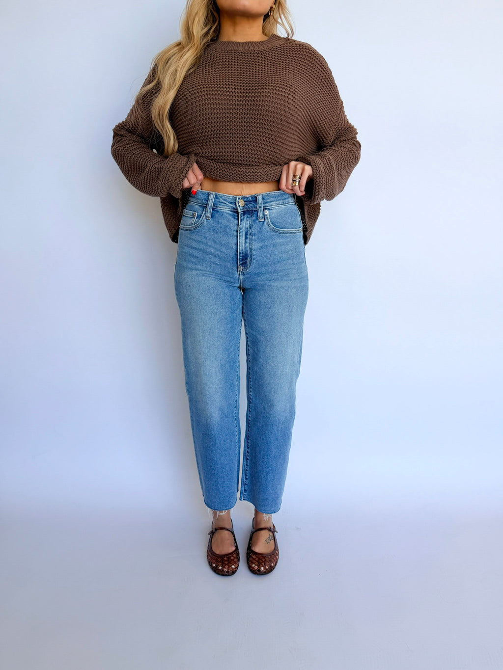Kinsley High Rise Wide Ankle Jeans