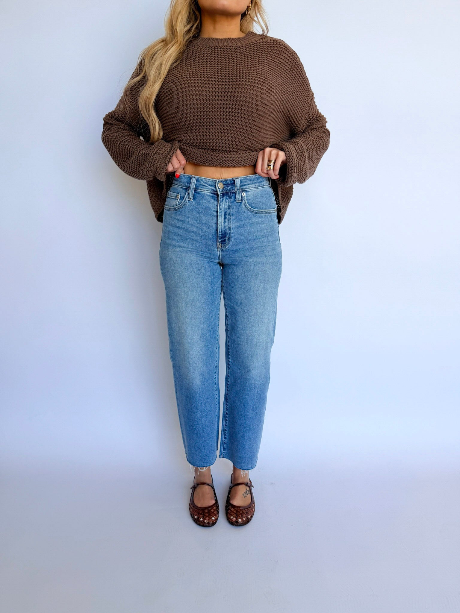 Kinsley High Rise Wide Ankle Jeans