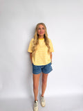 Juliette Striped Knit Tee in Daisy + White