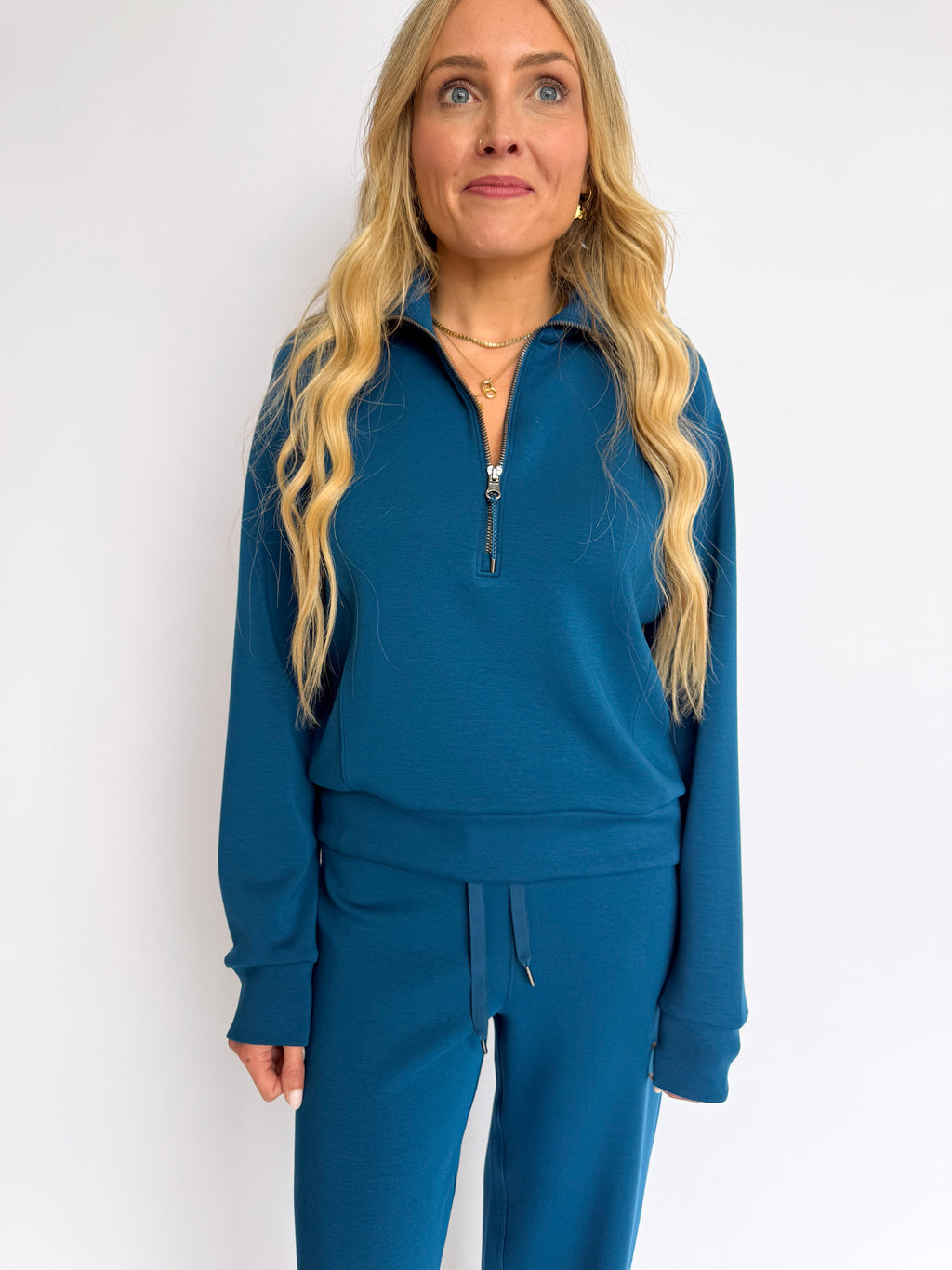 Spanx AirEssentials Half-Zip in Deep Cove