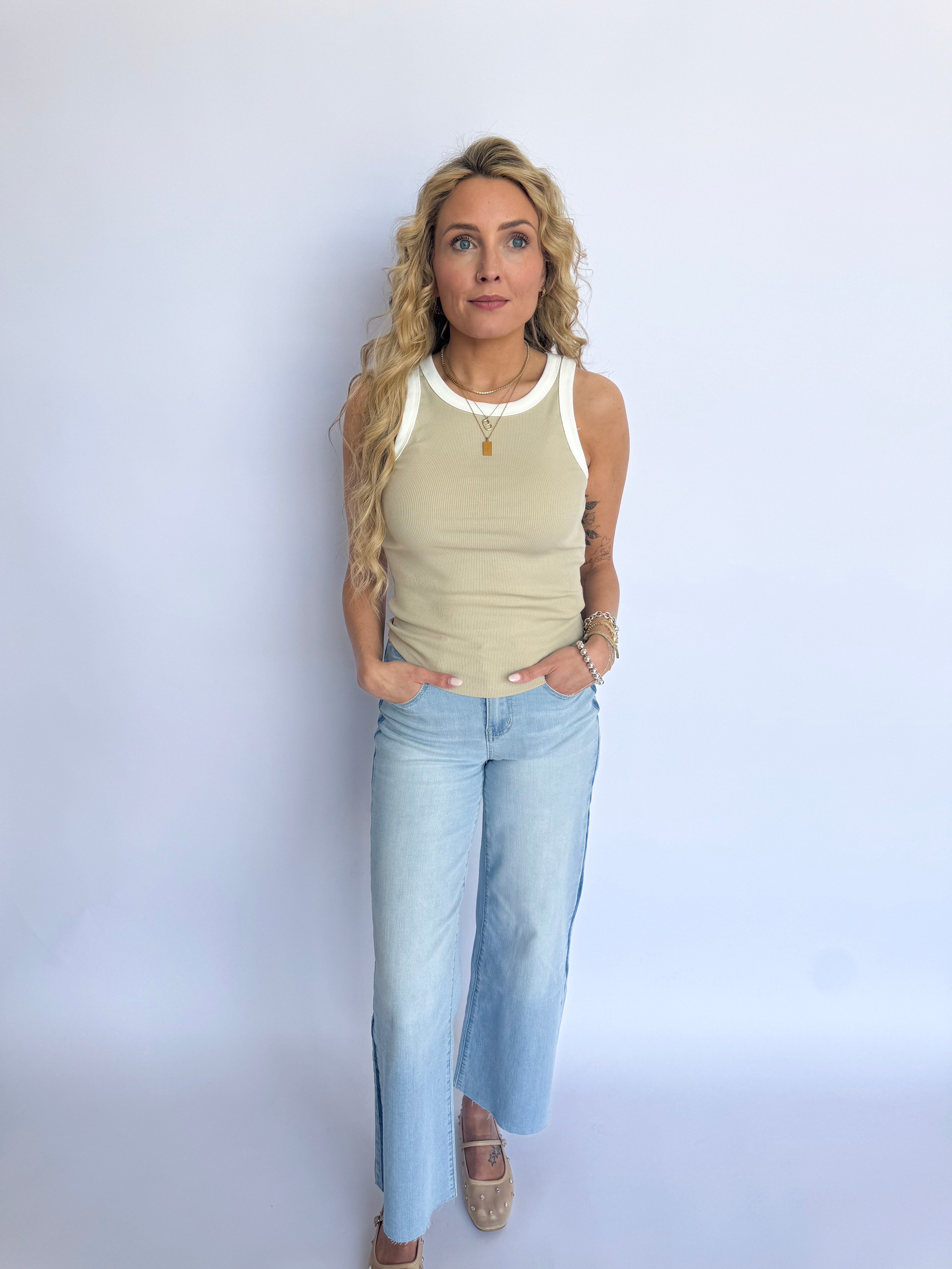 Maelys Constrast Tank in Ecru